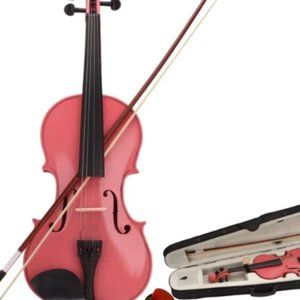1/2 Acoustic Violin Case Bow Rosin Pink (Brand New)
